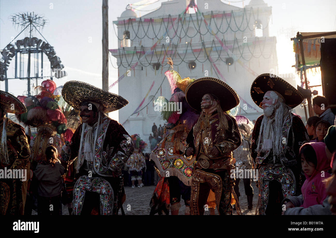 Dance of the conquest in Chichicastenango Stock Photo