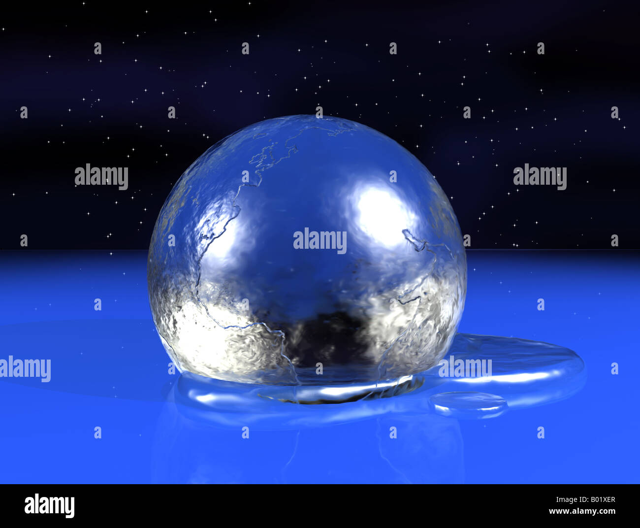 Melting earth due to greenhouse gases Stock Photo