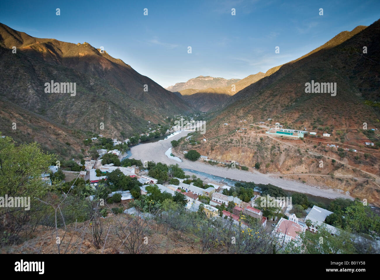 The town of Batopilas, Copper Canyon area Mexico Stock Photo