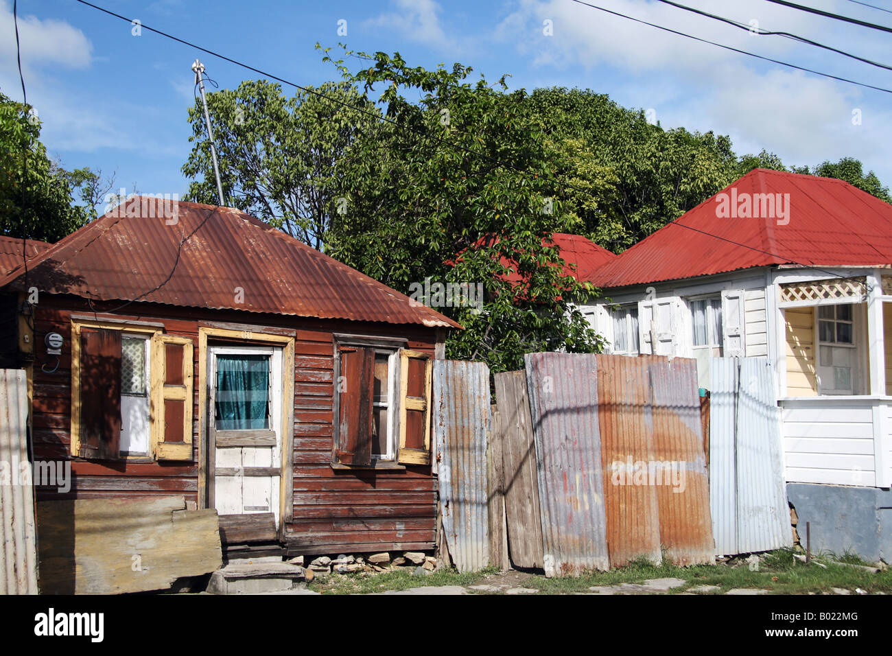 Houses in the old colonial quarter St Johns Antigua, Caribbean Stock