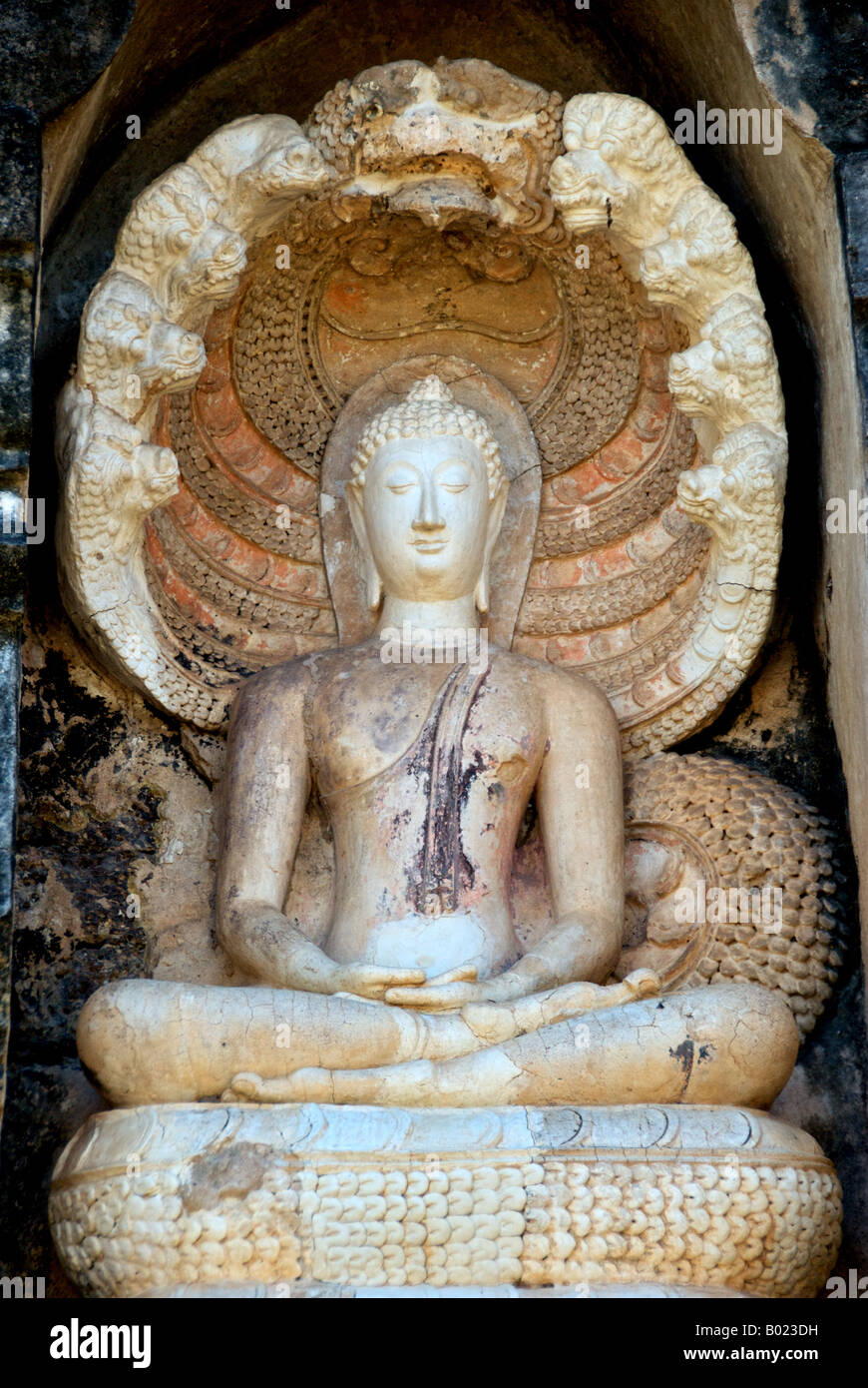 Buddha in lotus position Wat Chedi Ched Thao Si Satchanalai Historical Park Sukhothai Province Thailand Stock Photo