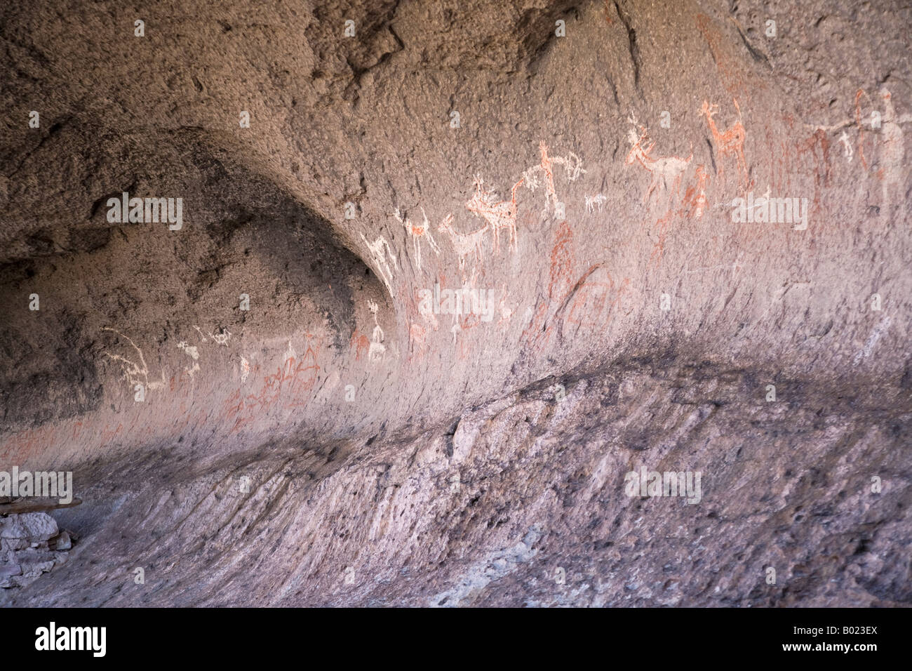 Cave featuring ruins and indigenous paintings in the Cusarare area in the Copper Canyon area Mexico Stock Photo