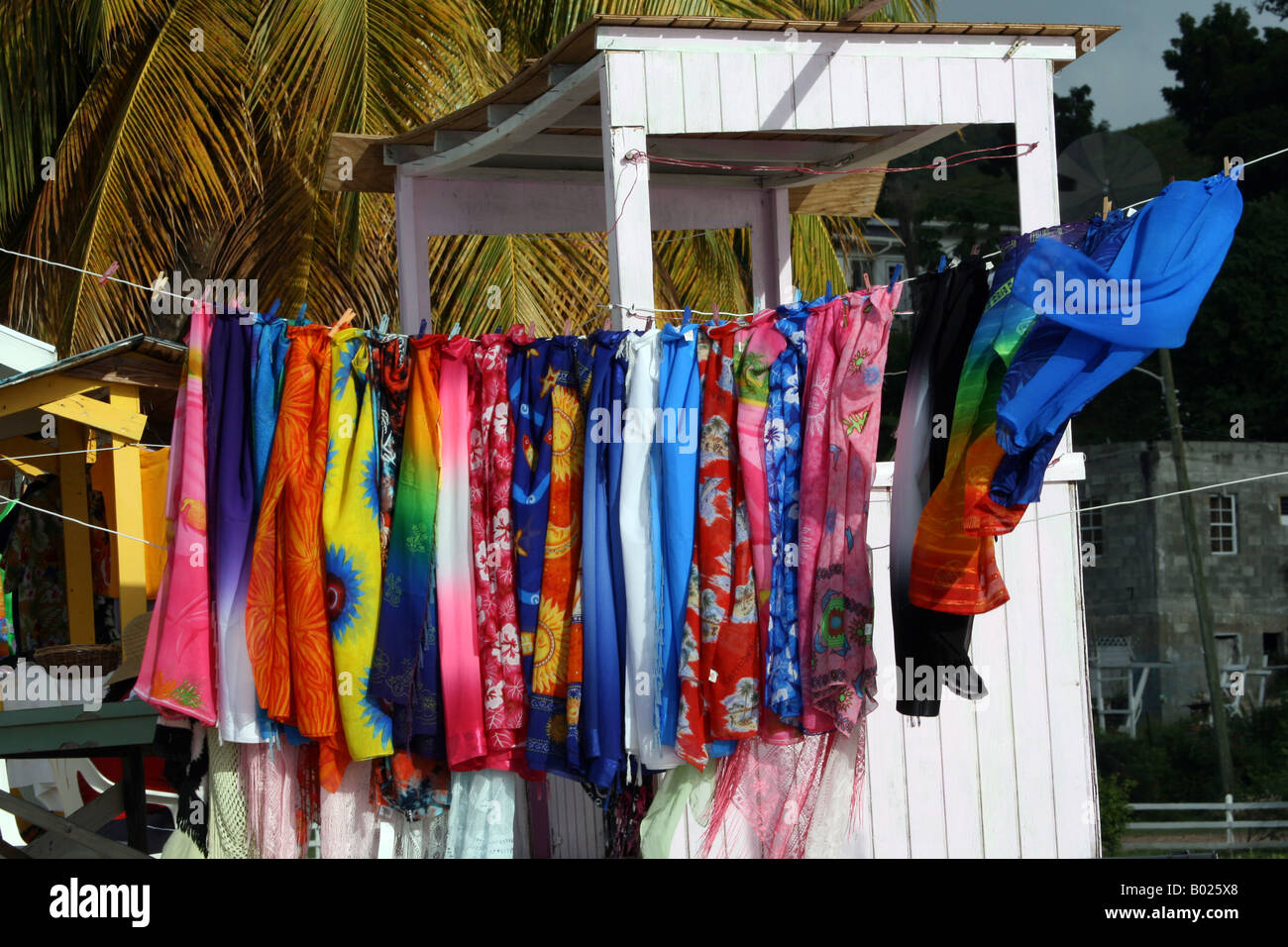 Bright colourful clothes For Sale, Turners Beach, Antigua, Caribbean