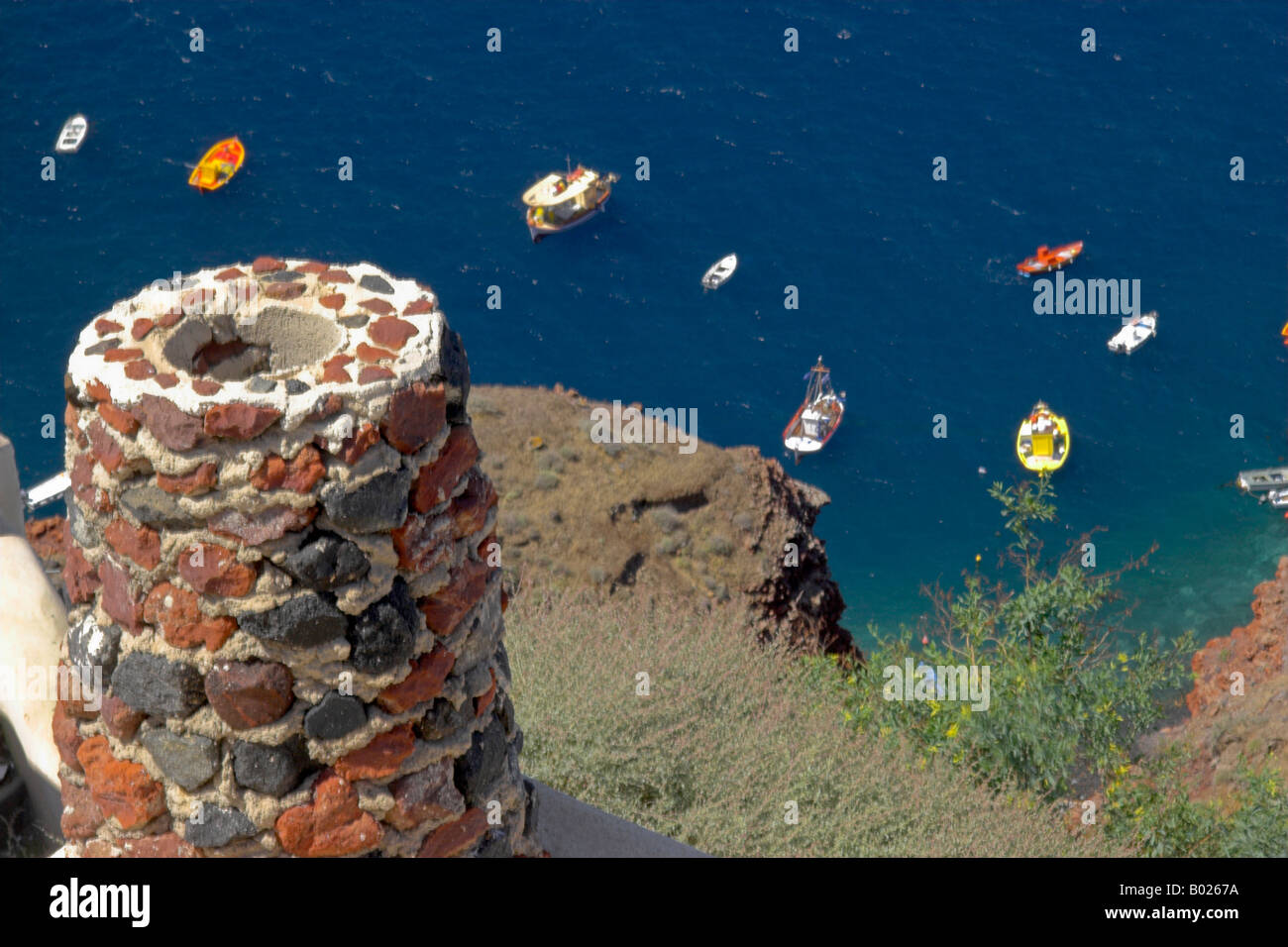 Cliff Top Chimney Oia Santorini Stock Photo