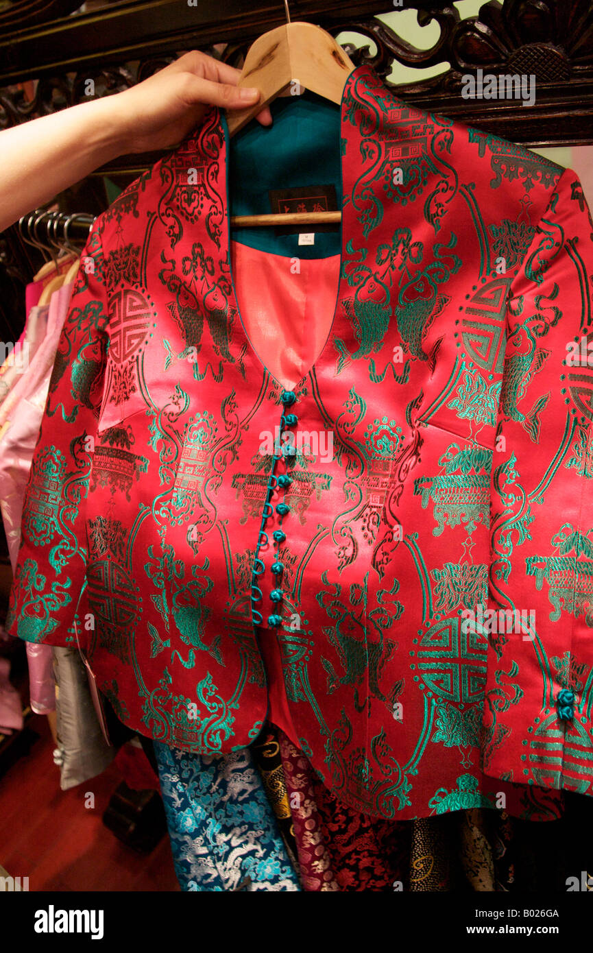 Traditional Chinese silk jacket for sale at the Oriental plaza