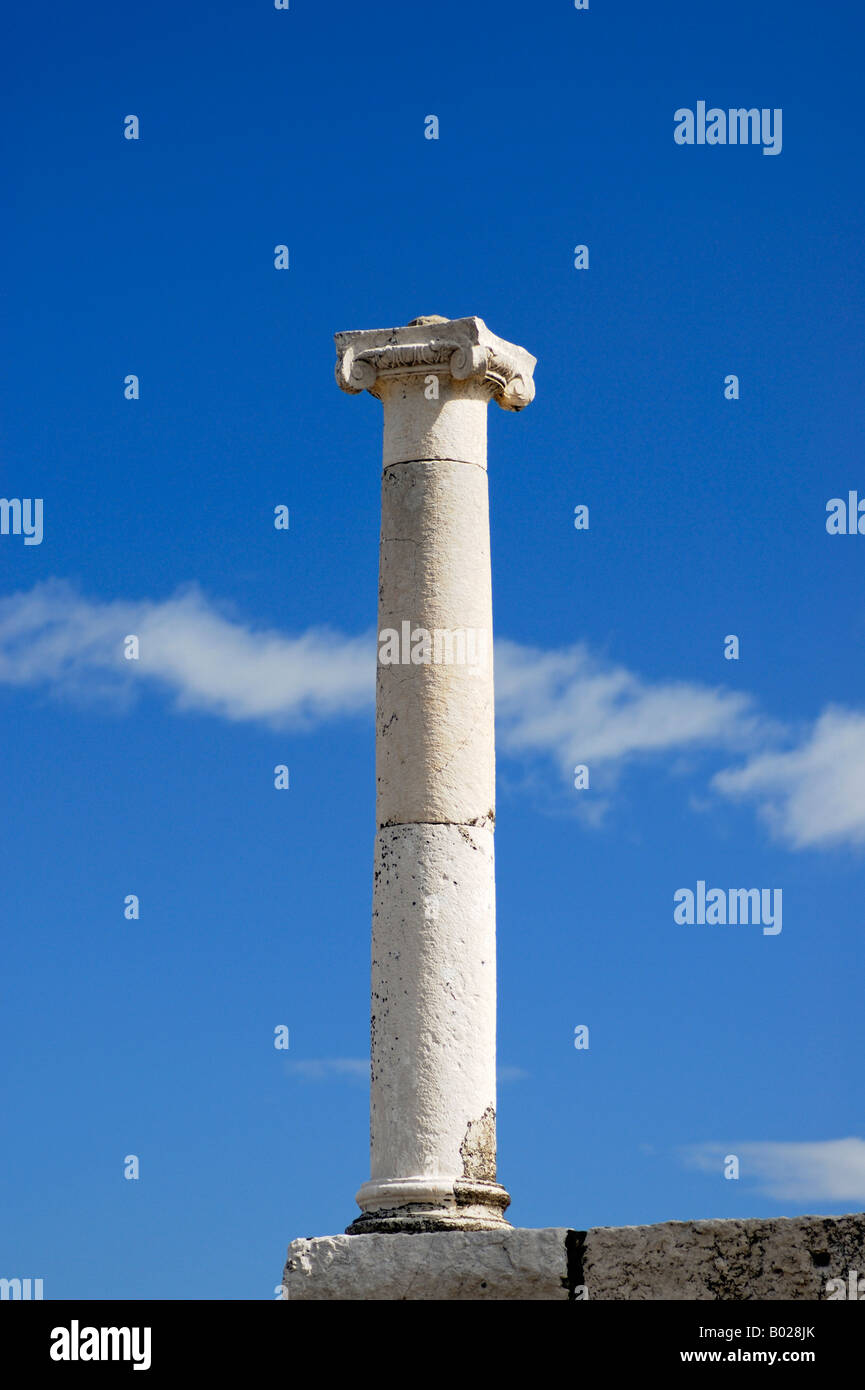 White Marble Column at the Forum of Pompeii, Italy Stock Photo