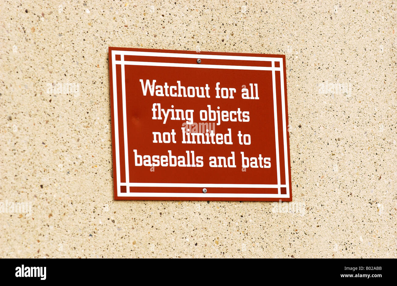 Safety sign outside baseball stadium Stock Photo Alamy