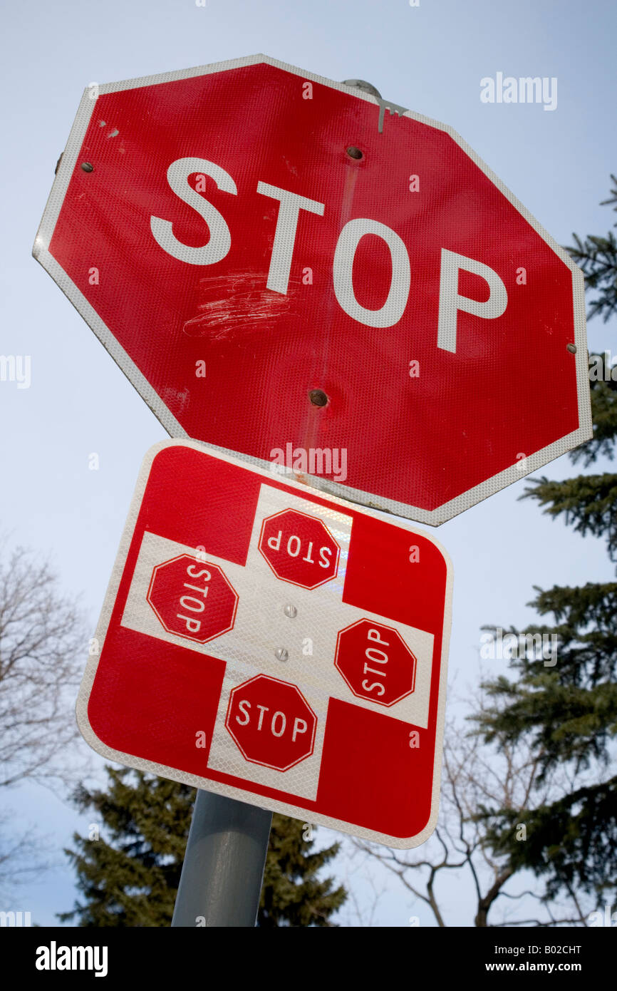 English Language Stop Sign In Westmount, Montreal Stock Photo - Alamy