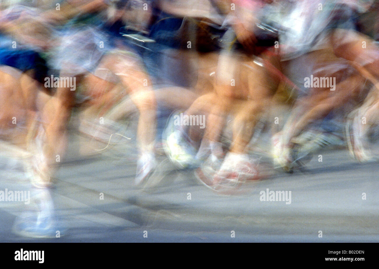 Beine laufen Bewegungsunscharf gezoomt Stock Photo
