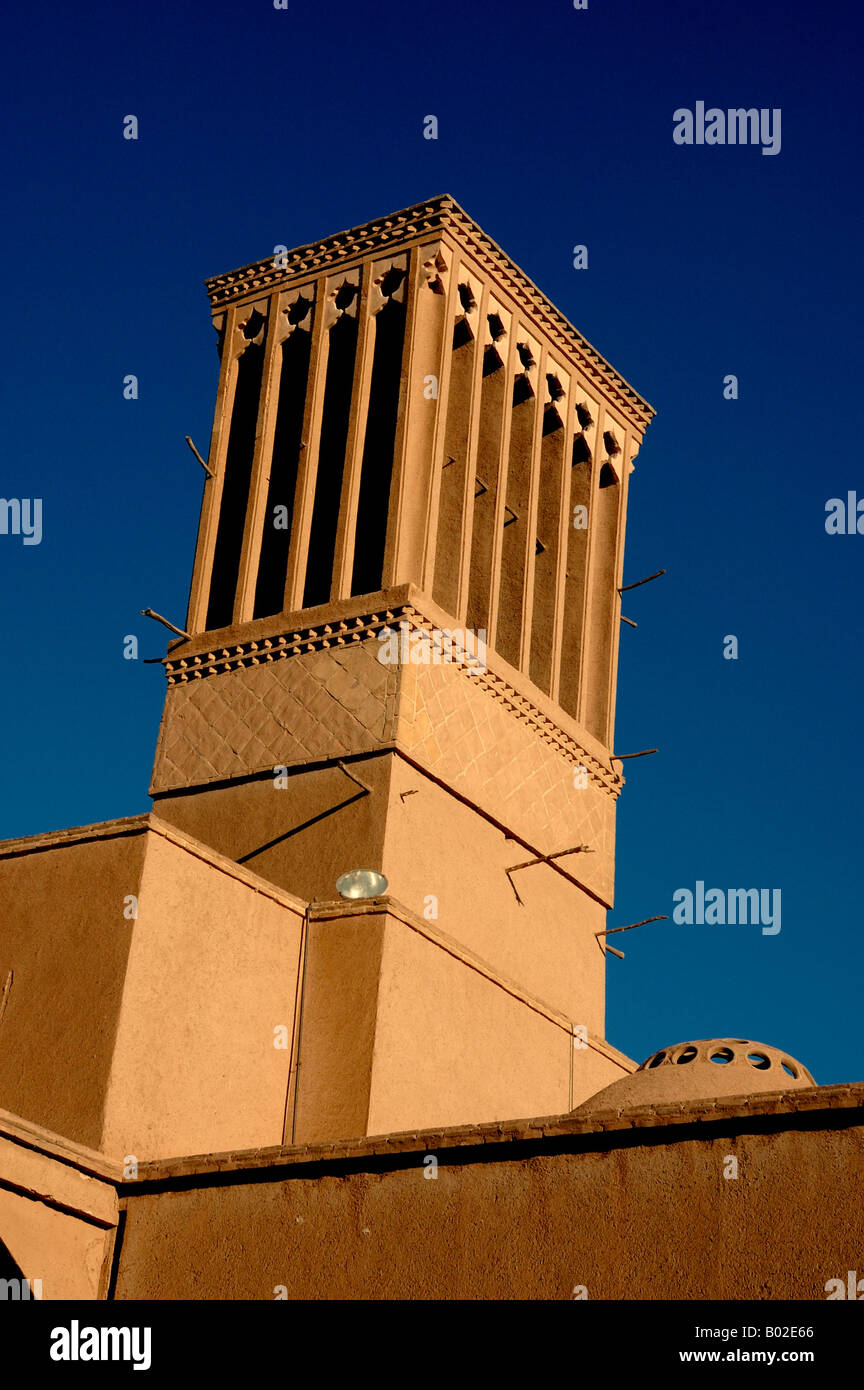 Traditional Wind Tower in the city of Yazd , Iran Stock Photo