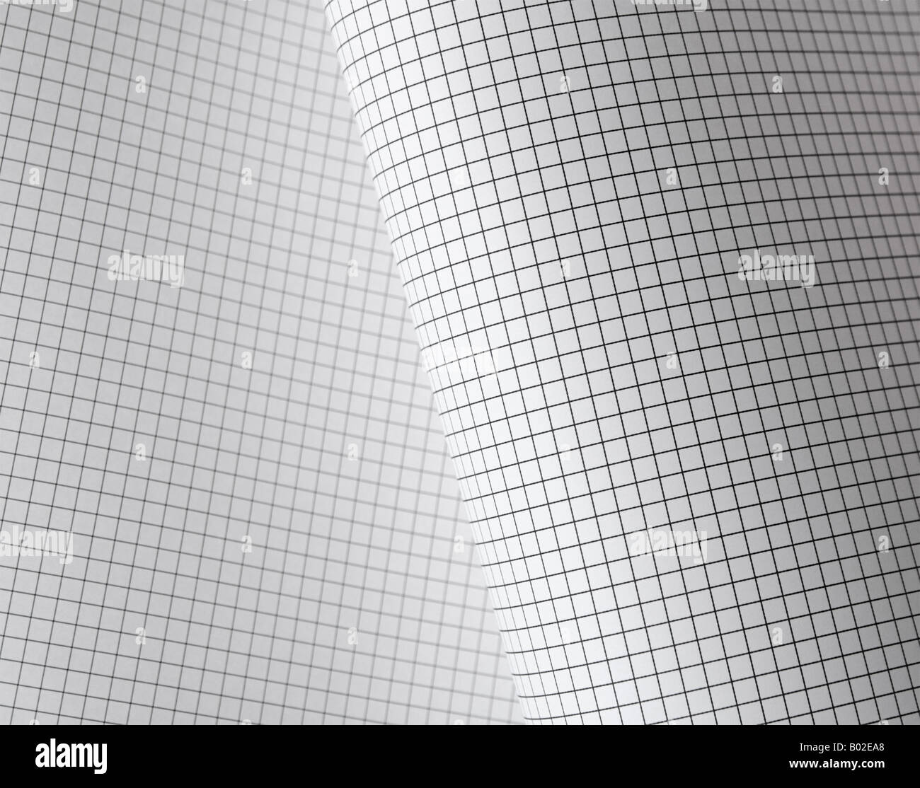 two sheets of curving graph paper Stock Photo