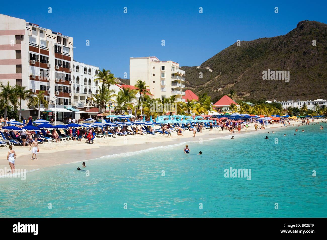 The Beach at Philipsburg in St Maarten Caribbean Stock Photo