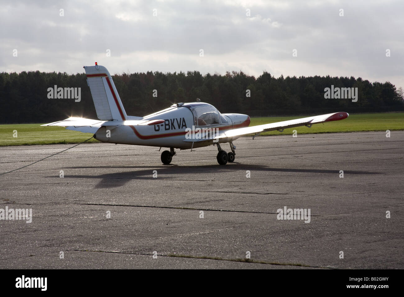 Glider towplane takes off at Saltby Airfield Lincolnshire England Stock
