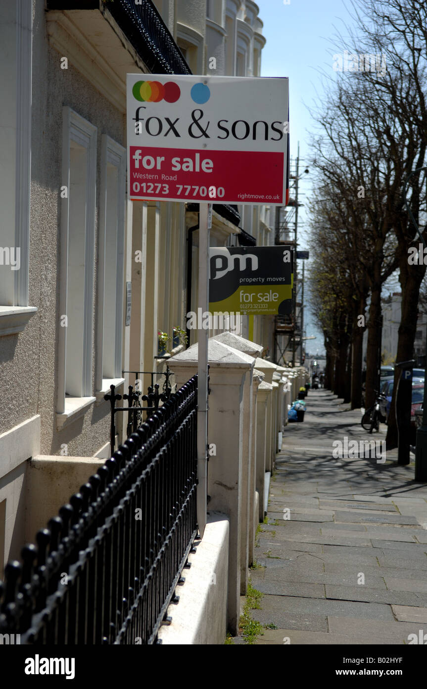 For Sale board signs in Brighton and Hove city centre UK Stock Photo Alamy