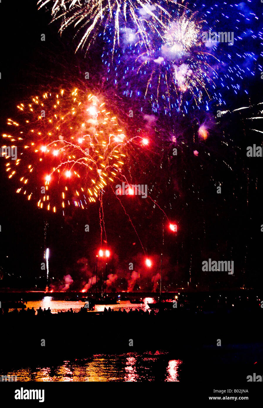 Annual July 4th fireworks display at the lakefront Milwaukee, WI Stock