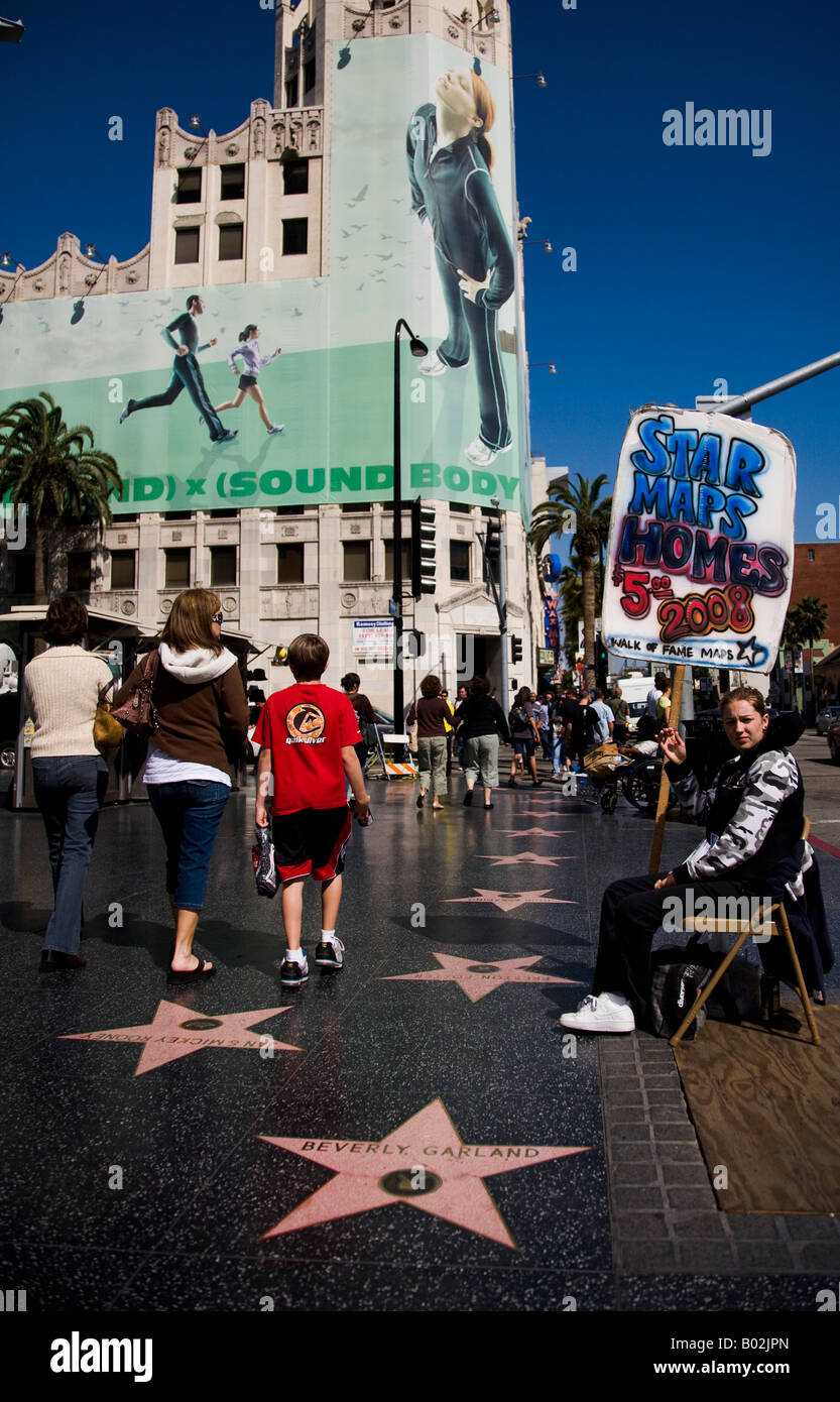 Selling map of the star's homes on the Walk of Fame Hollywood Blvd ...