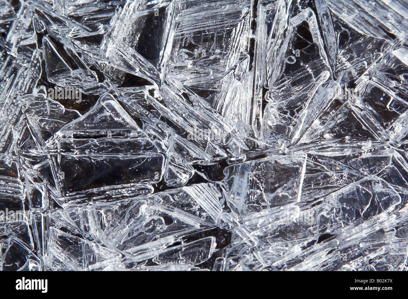 ice crystal on the frozen stream Stock Photo