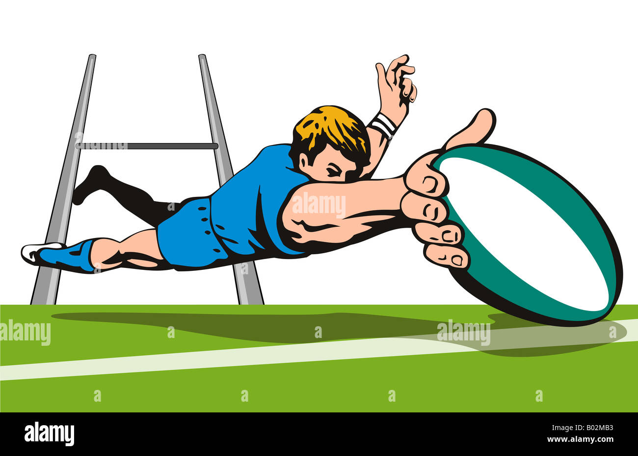 Rugby player scoring a try Stock Photo Alamy