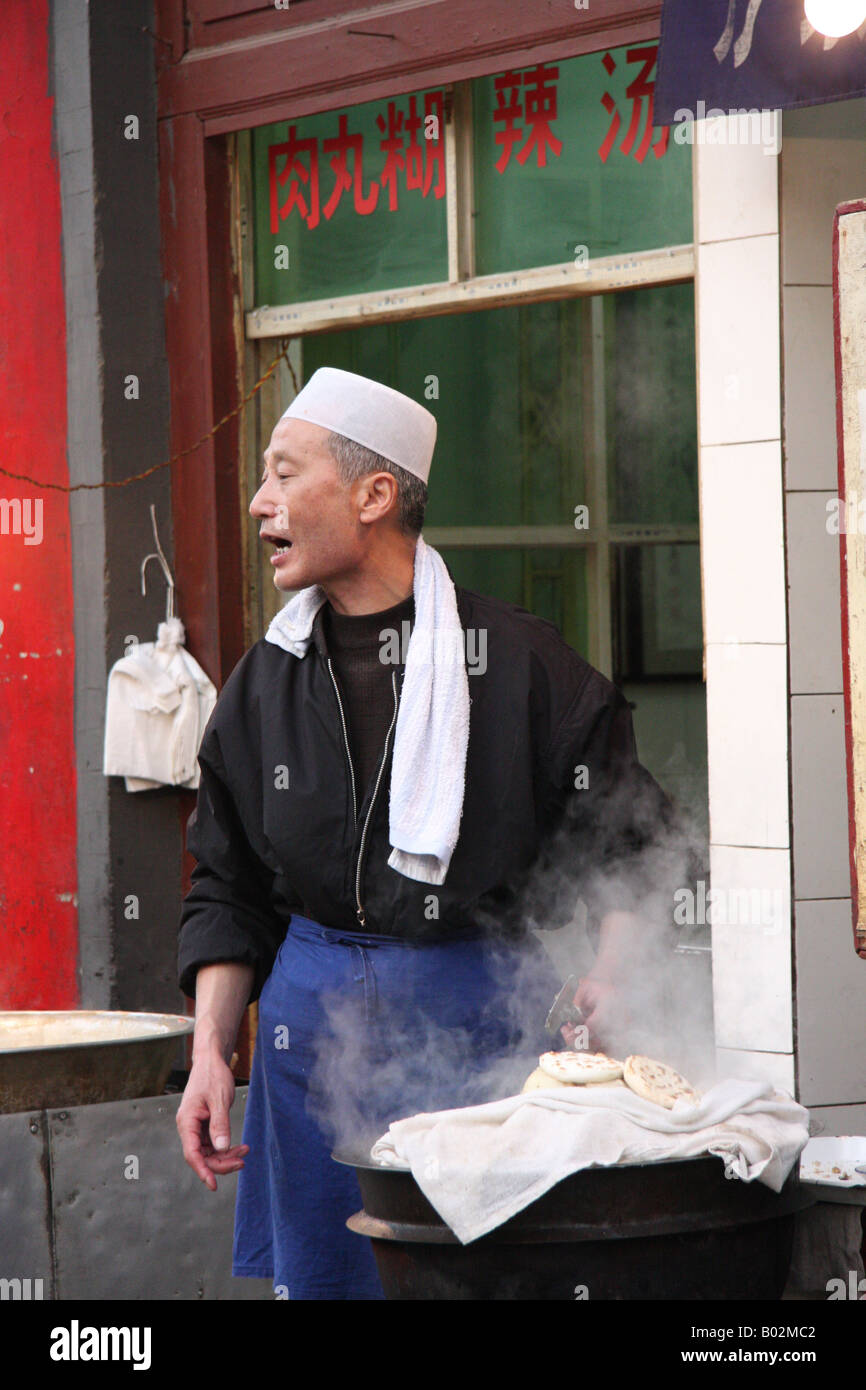 Moslem food seller, Xian, China Stock Photo