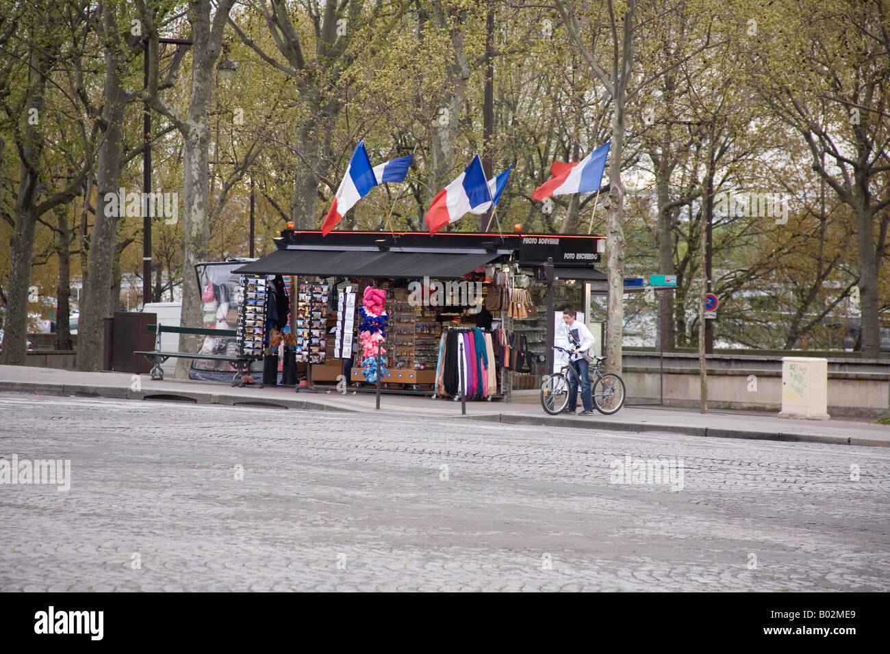 Souvenir stall near the Eiffel tower Paris France. Stock Photo