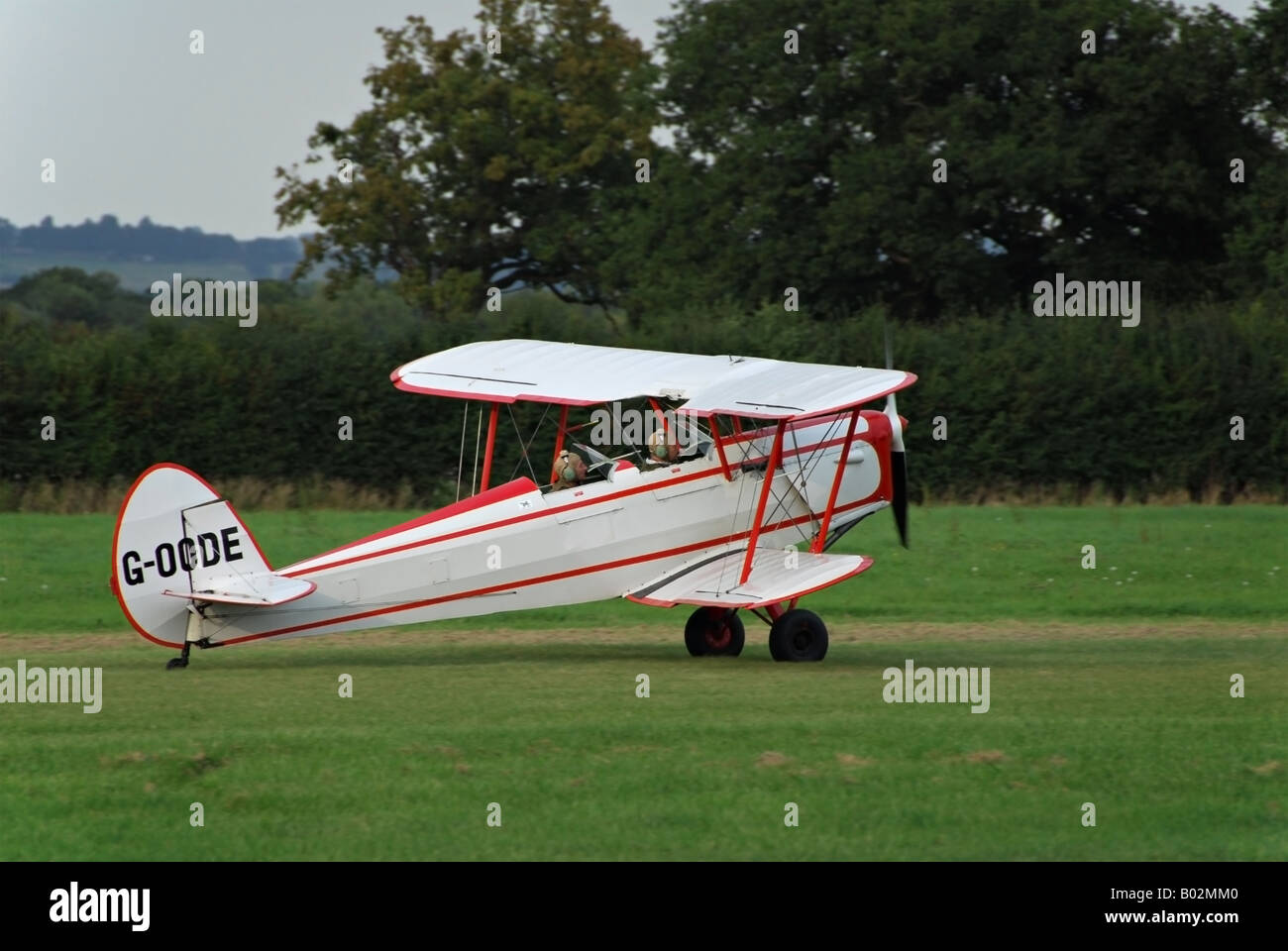 Stampe SV4C G-OODE  Aircraft taxiing at Headcorn (Lashenden) airfield. Stock Photo