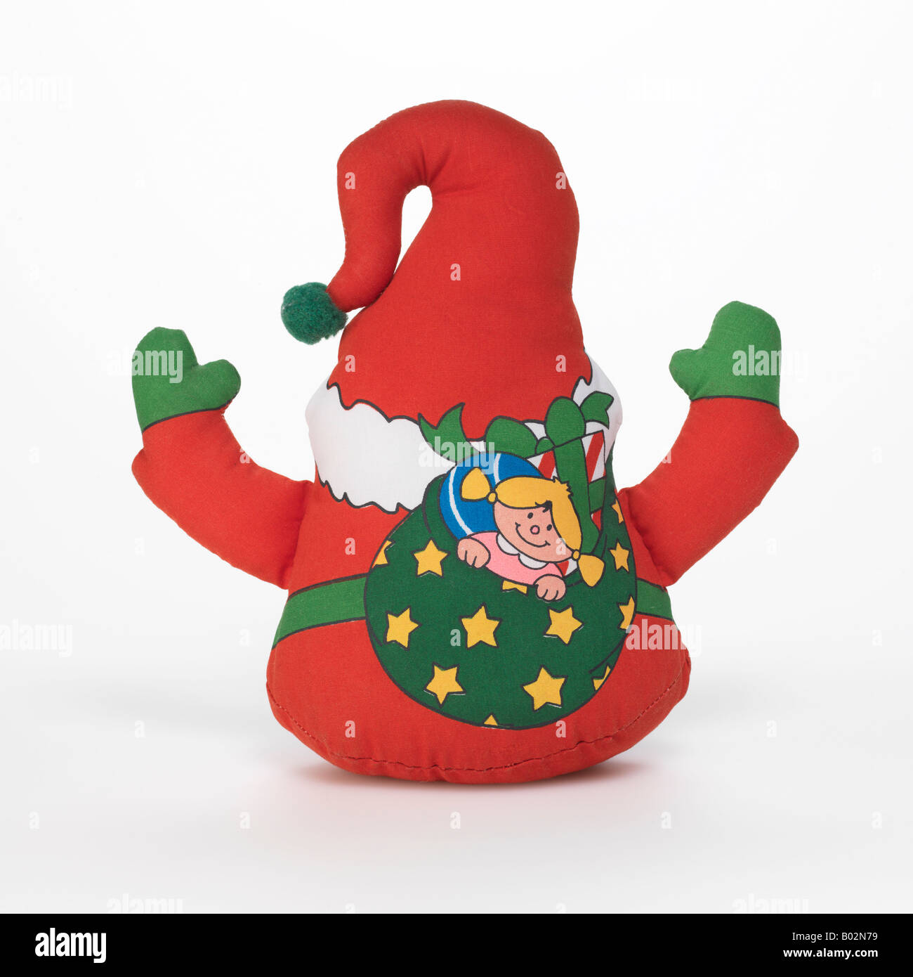 Santa Claus Christmas elf toy on white background Stock Photo