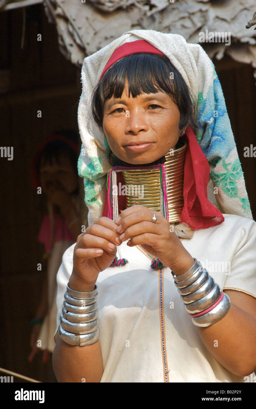 Long Neck Karen Hill tribe woman Chiang Rai Province Thailand Stock Photo