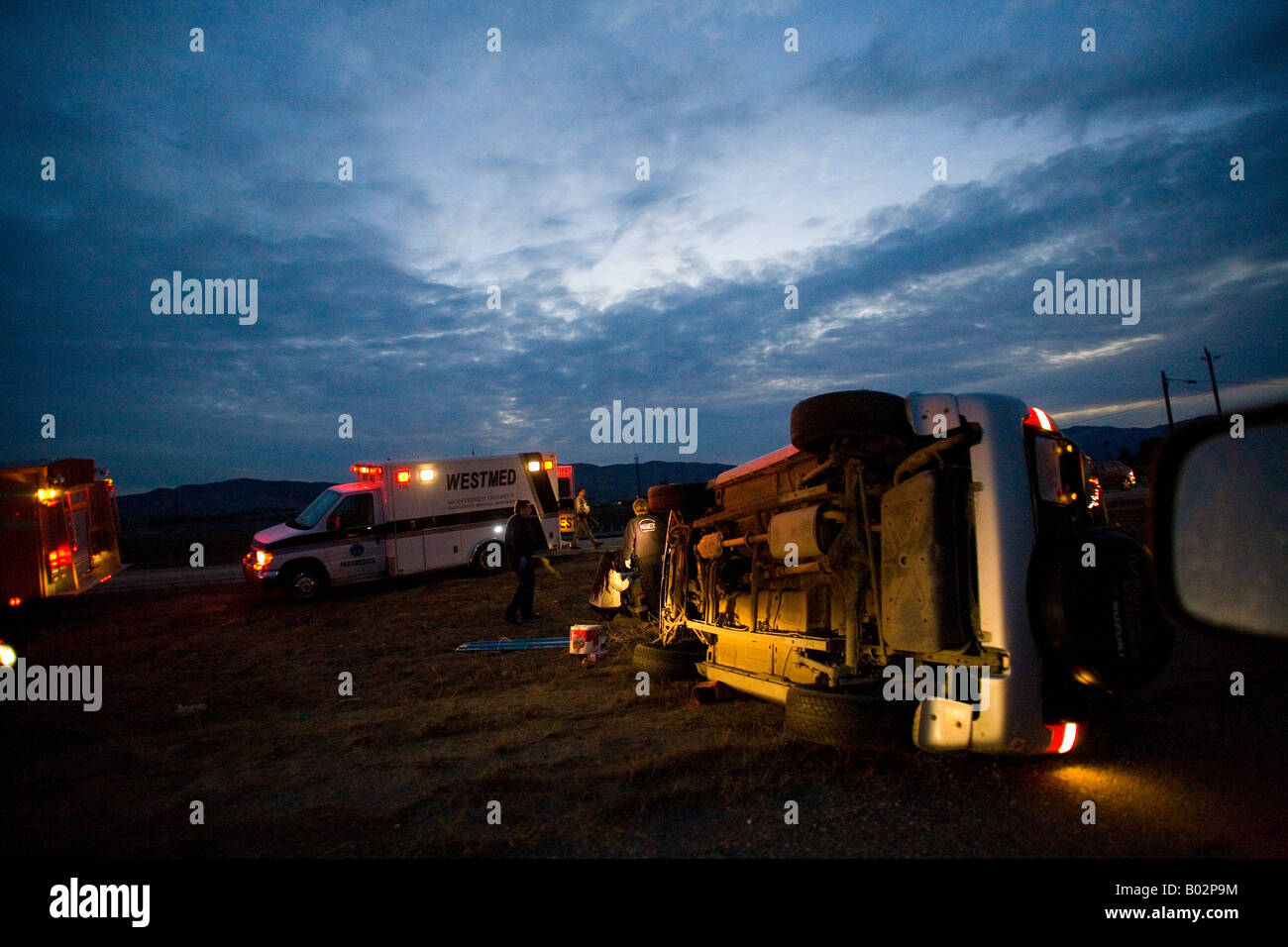 traffic collision on highway 101 in central california Stock Photo
