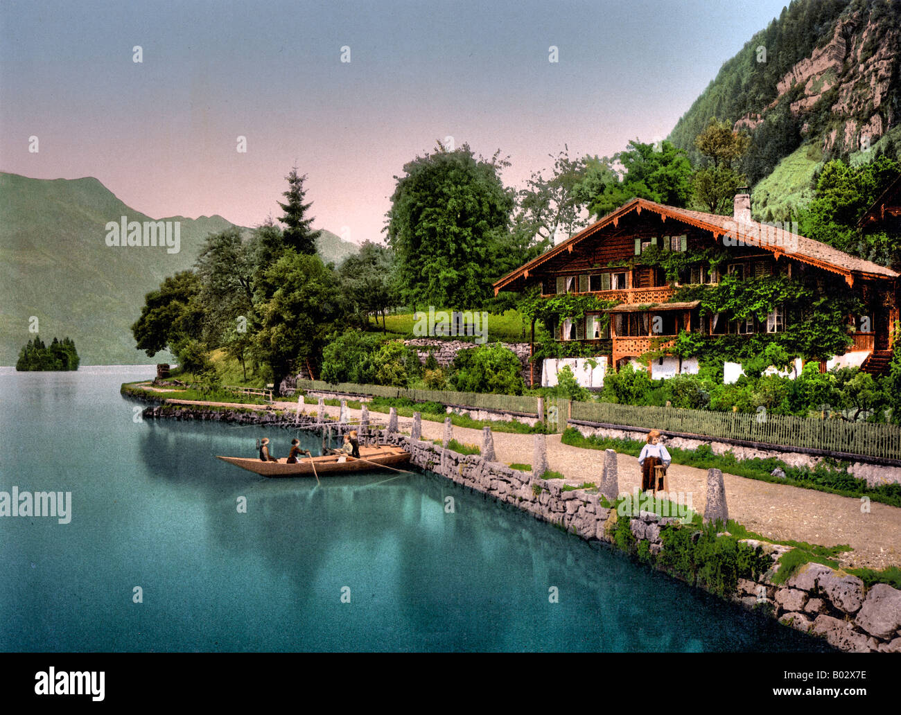 Wooden Chalet, Lake Brienz, Bernese Oberland, Switzerland Stock ...