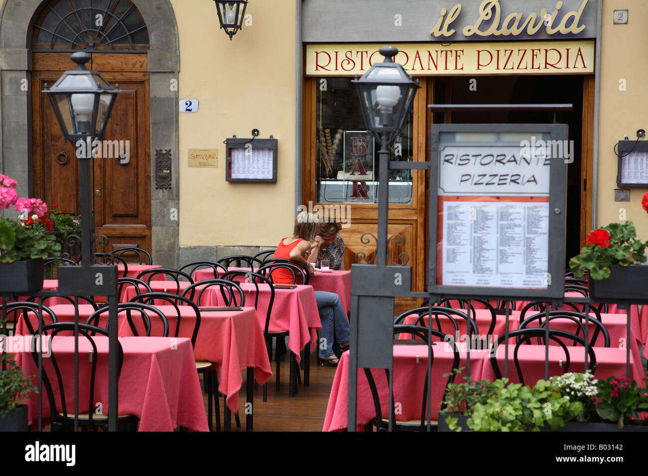 Italy, Tuscany, Florence, Piazza Della Signoria, Restaurant Stock Photo