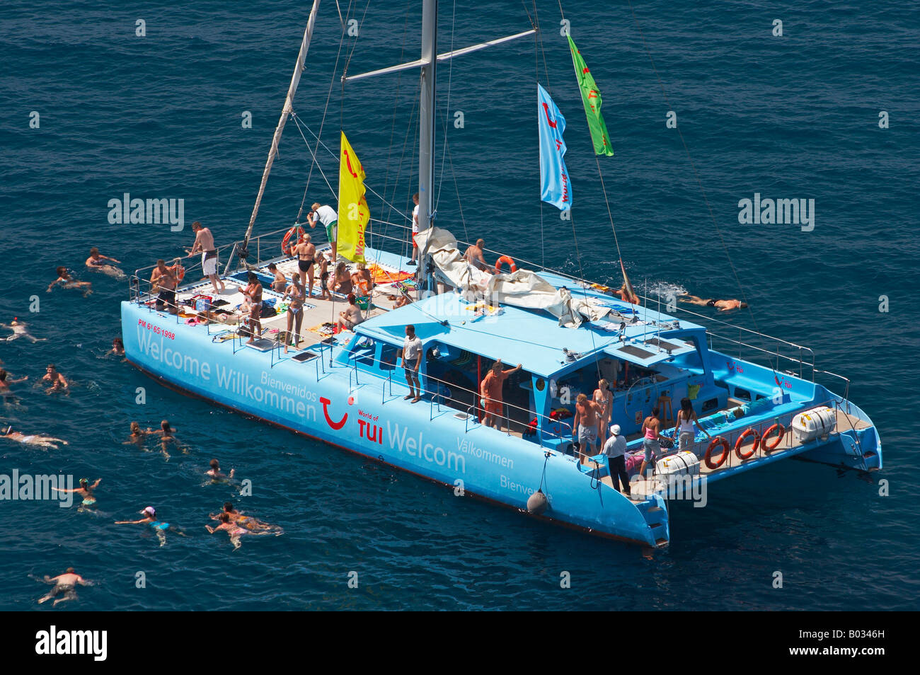 Tui Catamaran Near Puerto De Mogan On Gran Canaria Canary Islands Spain Stock Photo Alamy