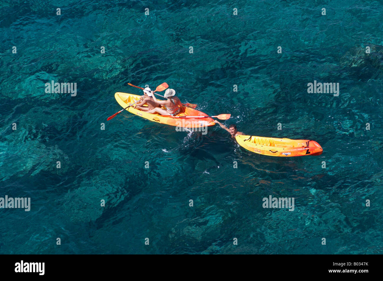 Family Canoeing Near Mogan, Gran Canaria Stock Photo - Alamy