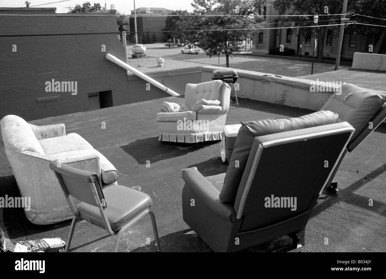Furniture atop a roof in Kearney, Nebraska, USA Stock Photo Alamy