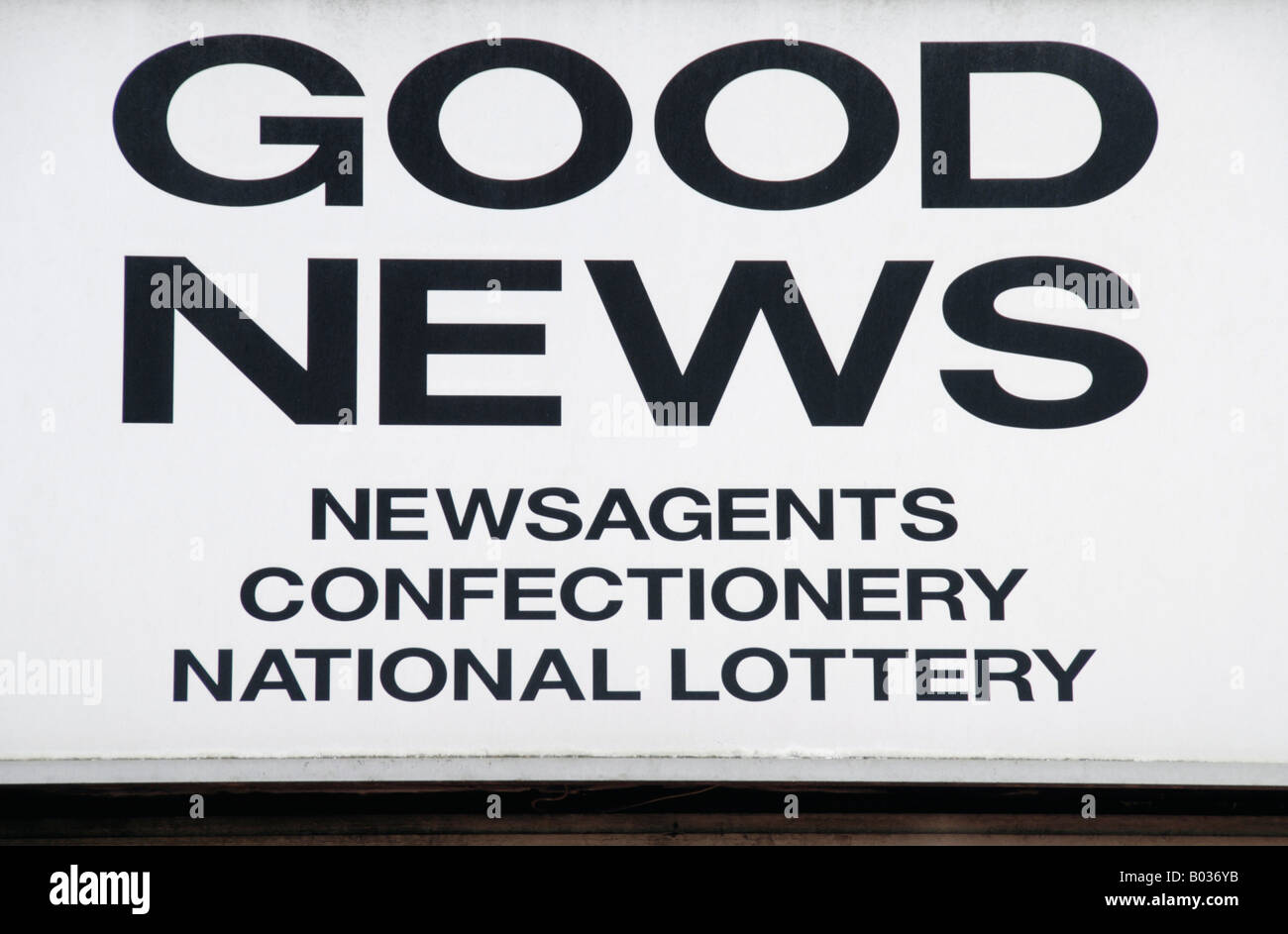 Newsagent sign reading Good News Stock Photo