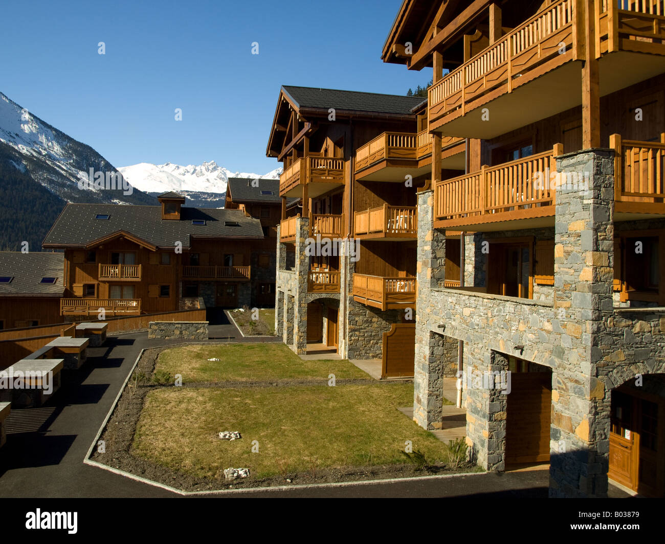 Ski apartments at Champagny en Vanoise in the French Alps Stock Photo