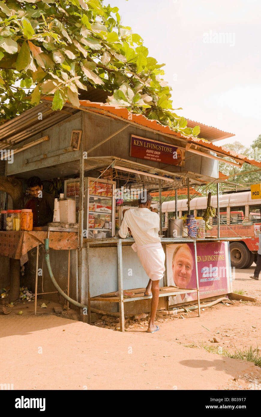 Laiju Palatty's Ken Livingstone Coffe Shop, Main Boat Jetty, Cochin, Kerala, India Stock Photo