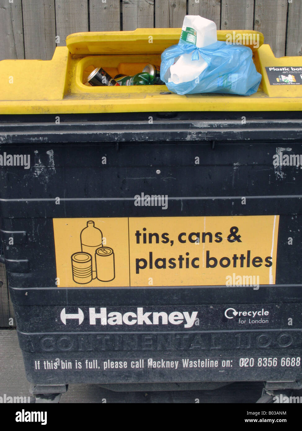 UK Recycling bins in Hackney, east London. Photo Julio Etchart Stock