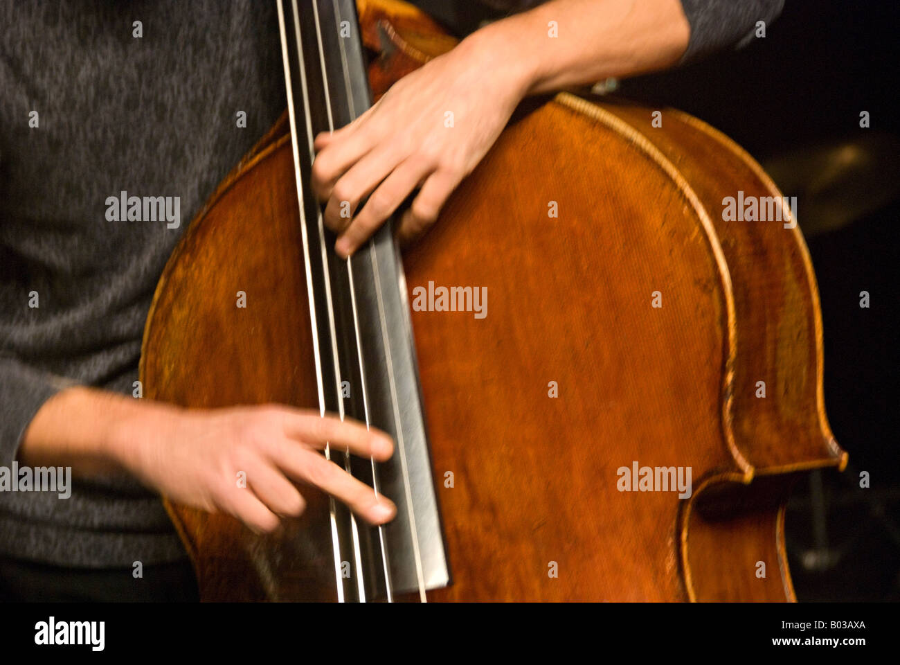 Musician playing double bass Stock Photo