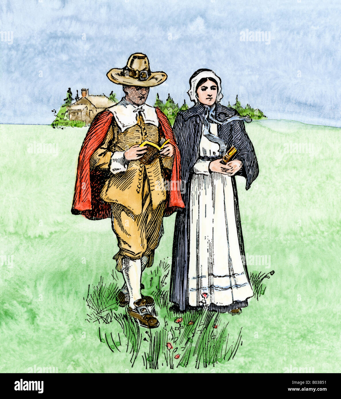 New England Puritan couple 1600s Stock Photo 17284989 Alamy