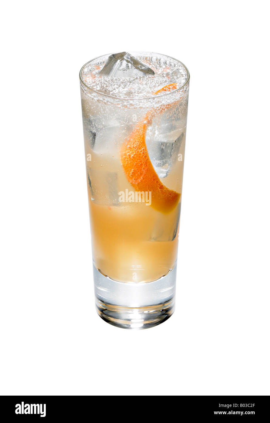 red grapefruit Collins cocktail cut out Stock Photo
