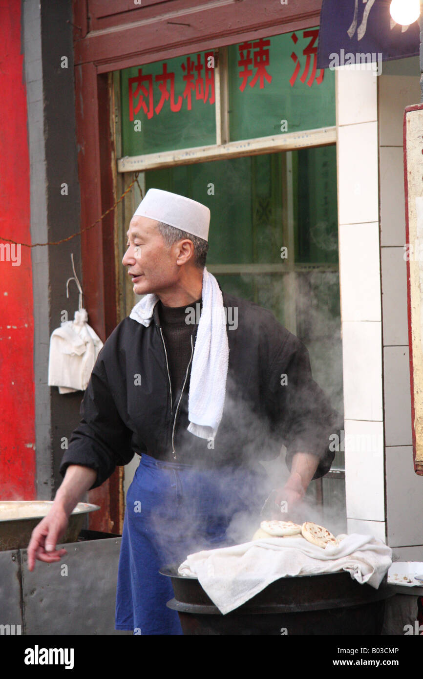 Moslem food seller, Xian, China Stock Photo