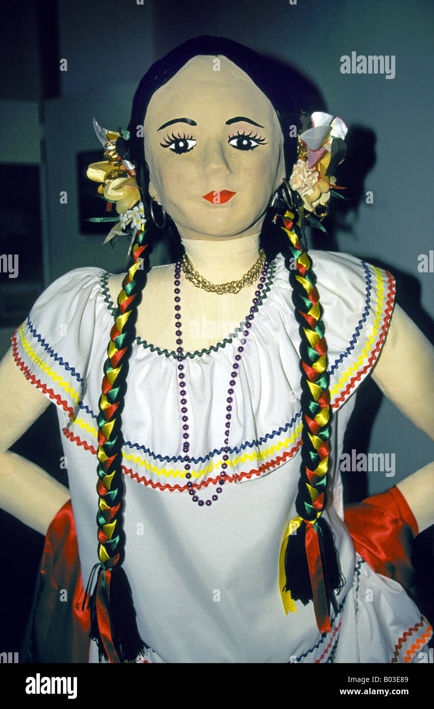 A Nicaraguan hand made doll dressed in traditional or folkloric clothing for sale in a shop in Granada Stock Photo