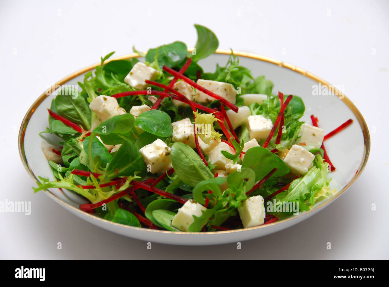 Feta Cheese Green Leaf Salad Stock Photo Alamy