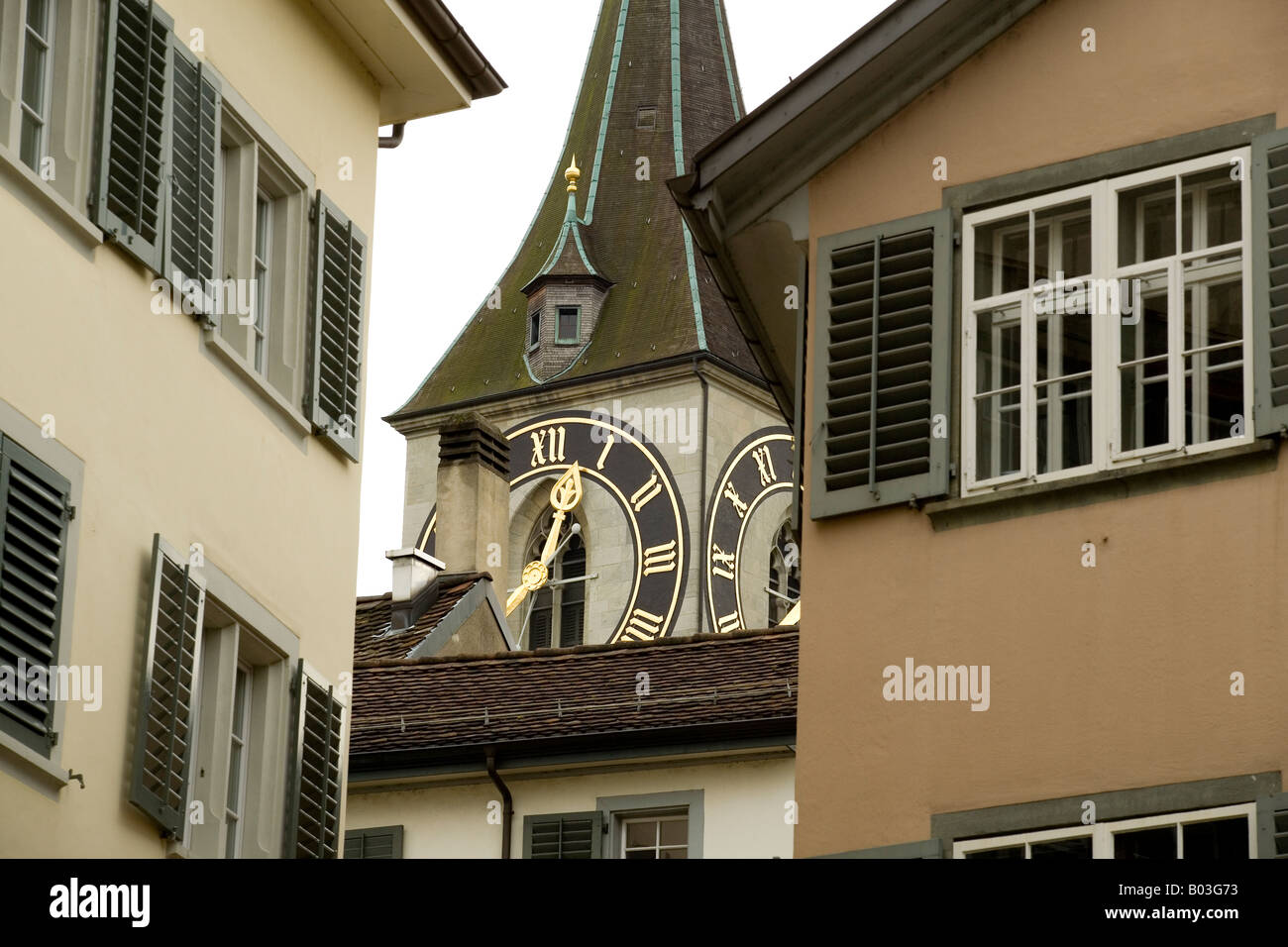 clock face of St Peter's church in Zurich which is the largest clock