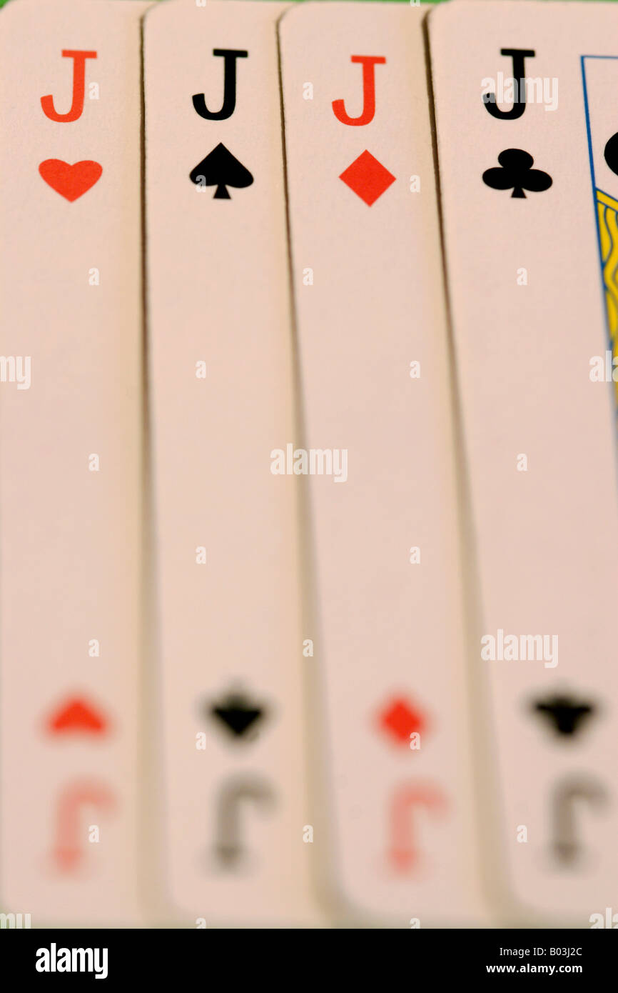 Playing cards four jacks close up Stock Photo