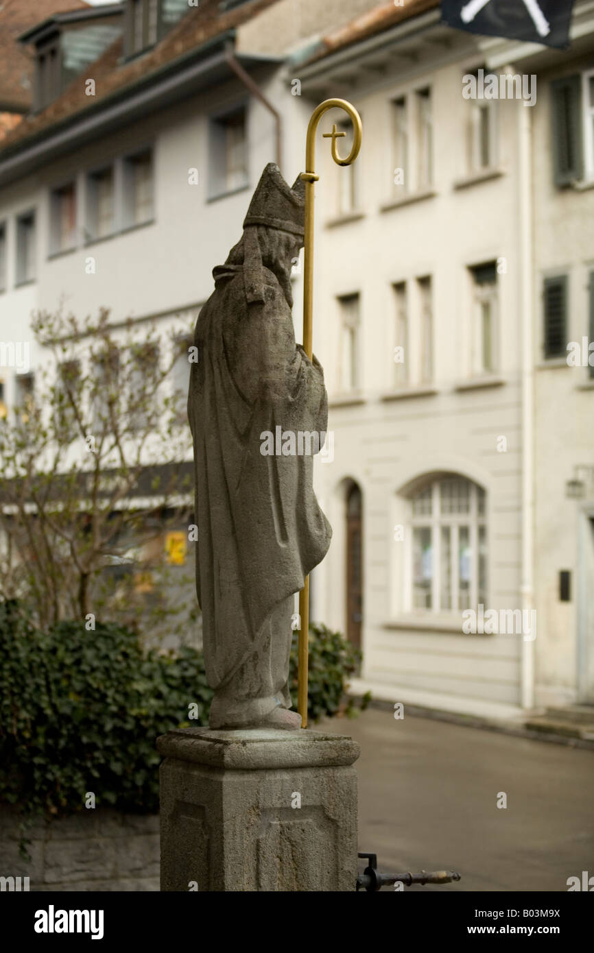 stone statue in the street in Wil, Switzerland Stock Photo