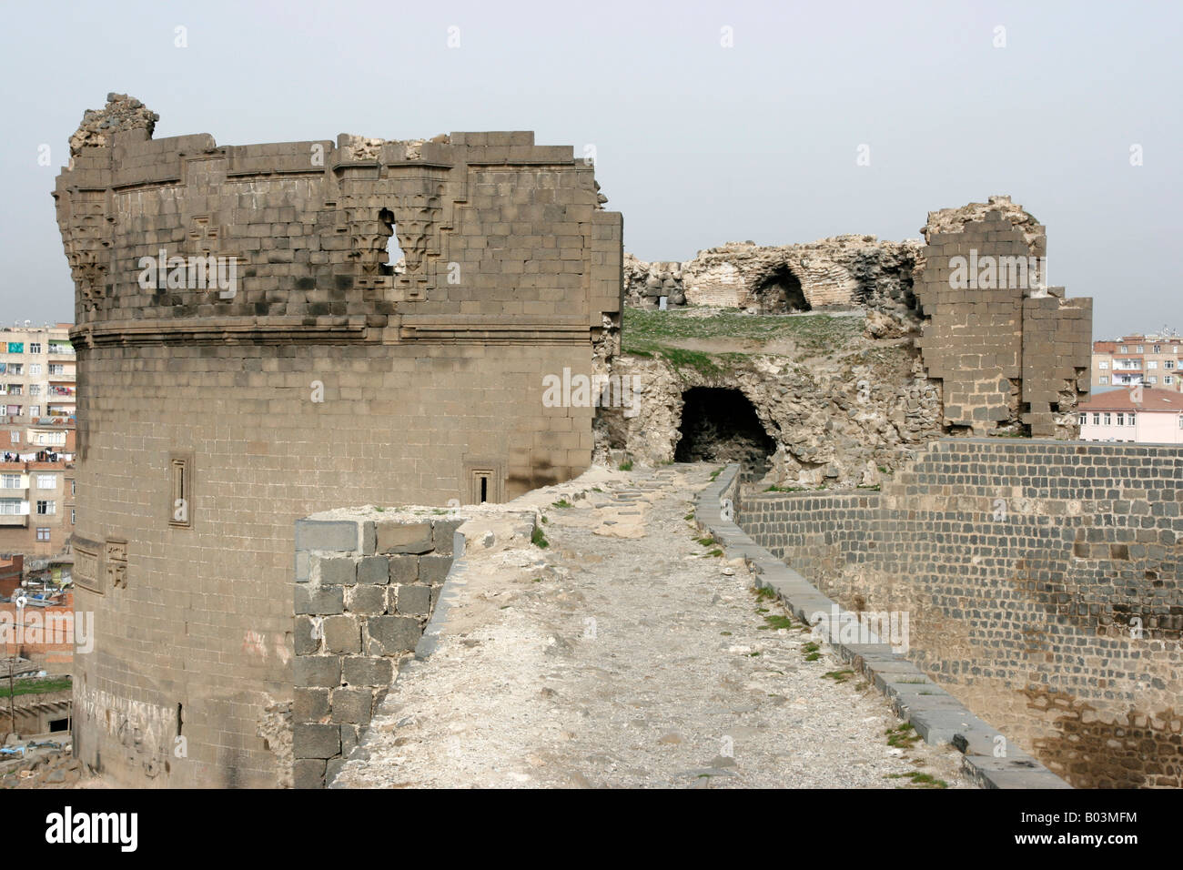 A ruined bastion in the old city walls of Diyarbakir Turkey Stock Photo