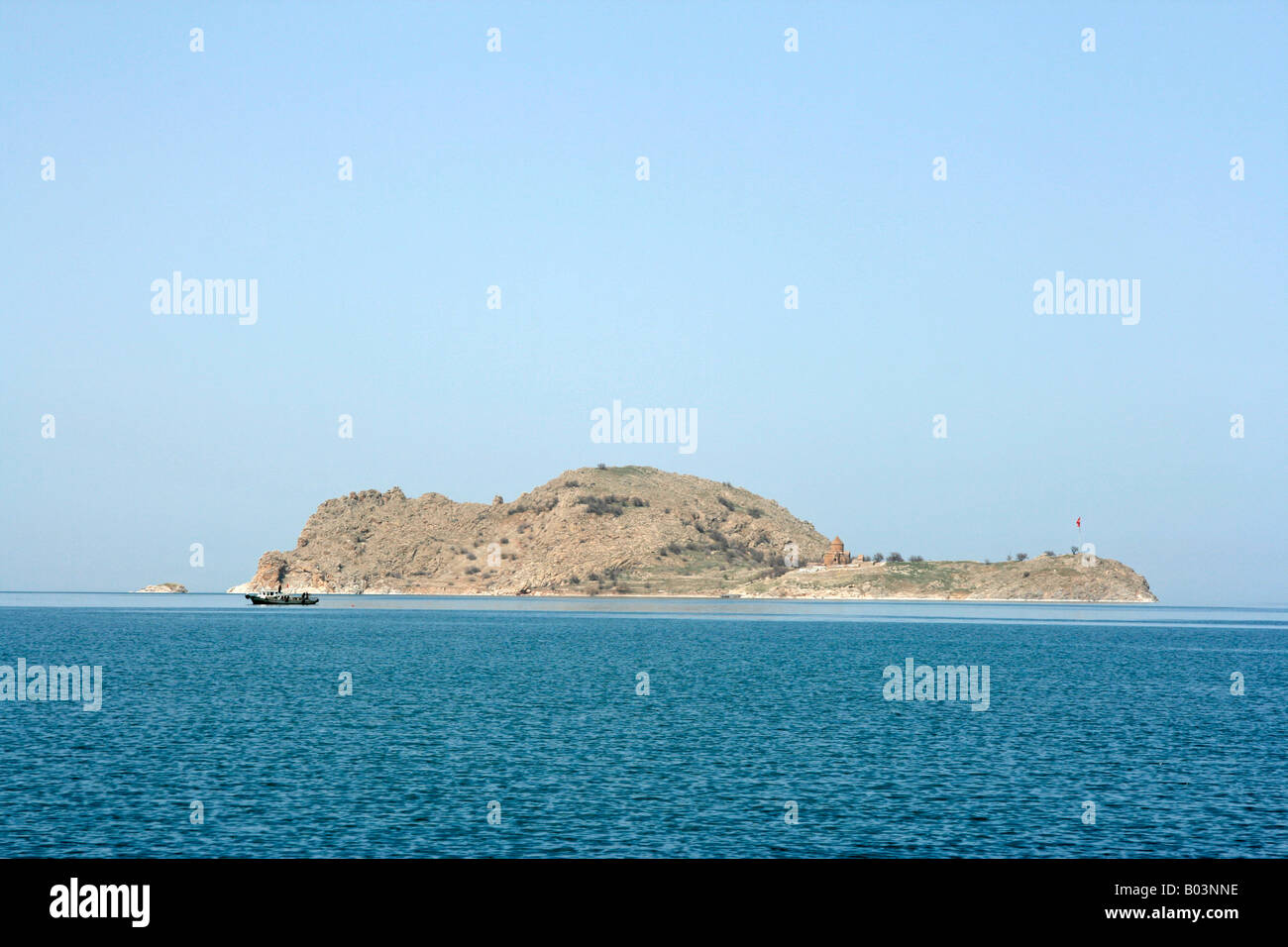 The tenth century Akdamar Church stands on an island close to the southern shore of Lake Van Turkey Asia Stock Photo