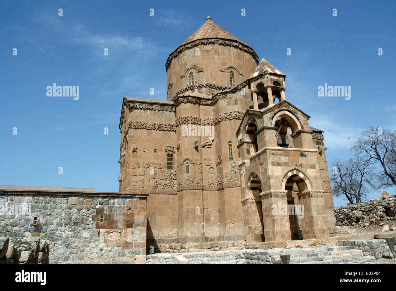 Reliefs depicting biblical stories cover the exterior of Akdamar Church Lake Van Turkey Asia Stock Photo