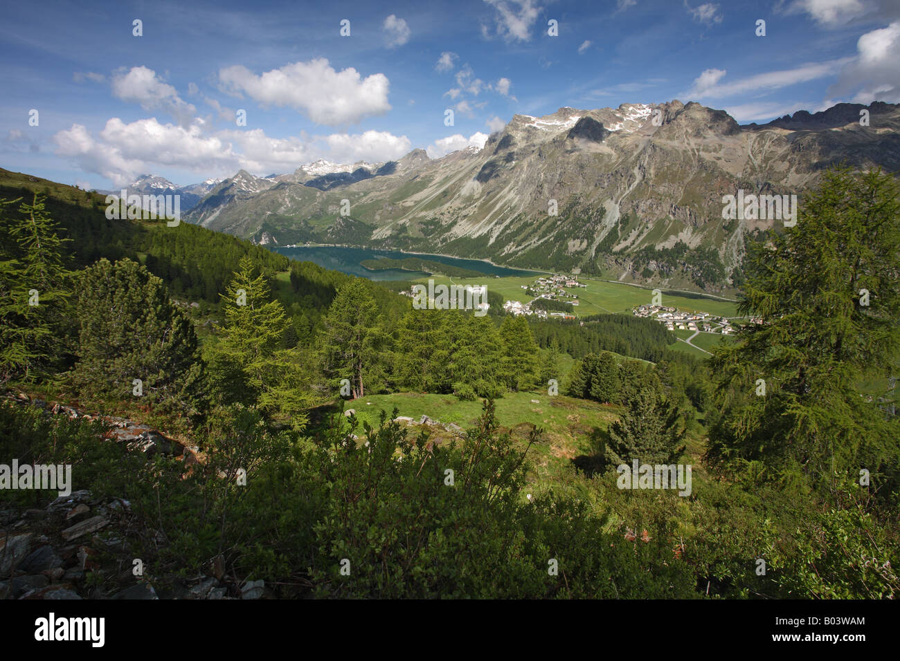 lake sils silsersee lej da segl engadin graubuenden grisons canton switzerland schweiz europe europa Stock Photo